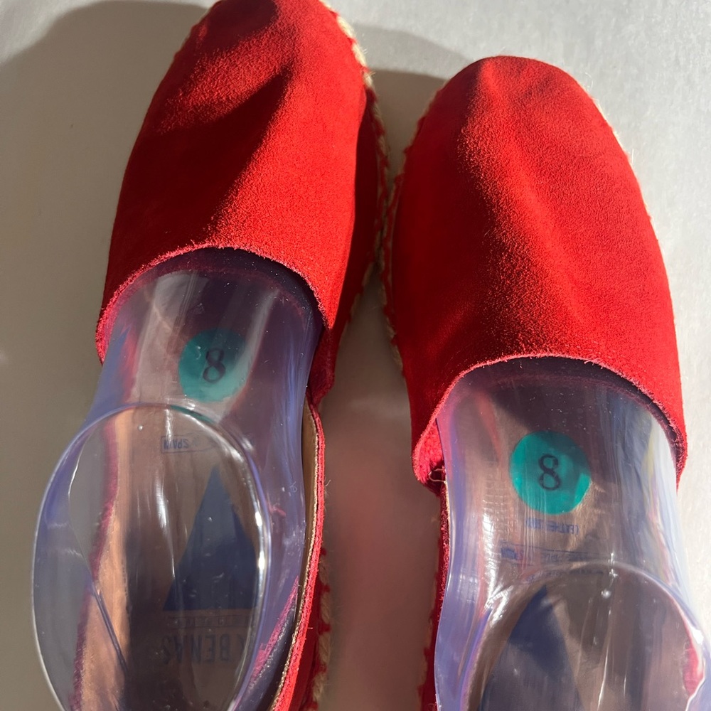 Verbenas Espadrille Shoes Womens Size 8 Red Suede Slip On Flats made in Spain - Picture 7 of 10